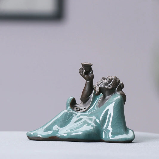 creative hallway decoration historical figurine statue crackle glace porcelain tea pet LiBai poet house warming gift ornament