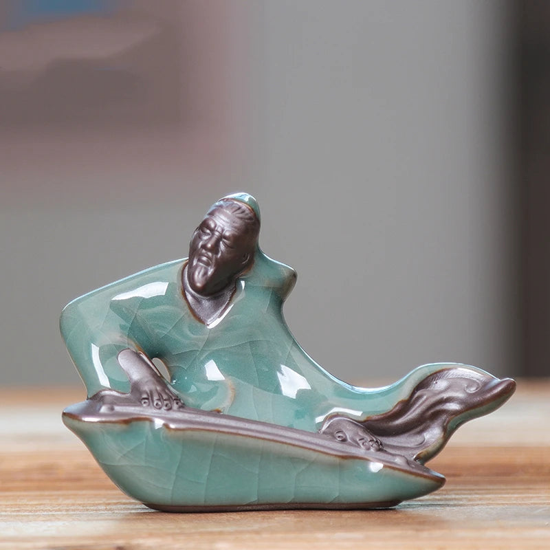 creative hallway decoration historical figurine statue crackle glace porcelain tea pet LiBai poet house warming gift ornament