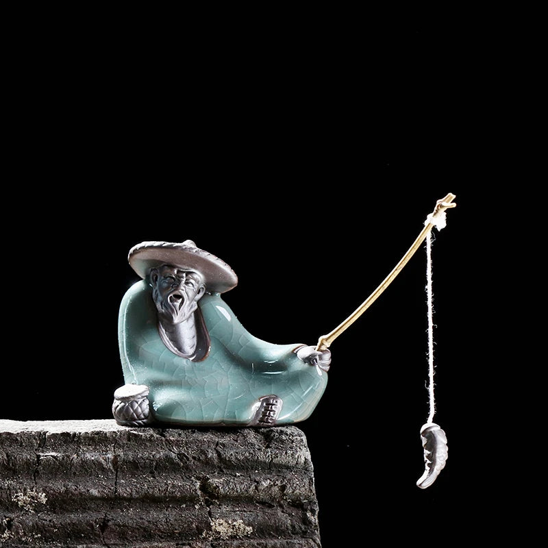 creative hallway decoration historical figurine statue crackle glace porcelain tea pet LiBai poet house warming gift ornament