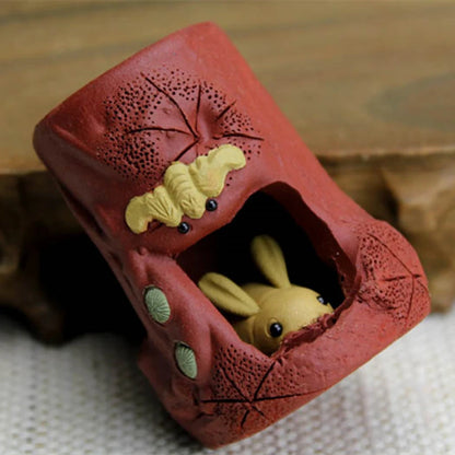creative holder for lid of tea pot or gaiwan yixing zisha purple clay rack handmade rabbit statue lid protector on sales new