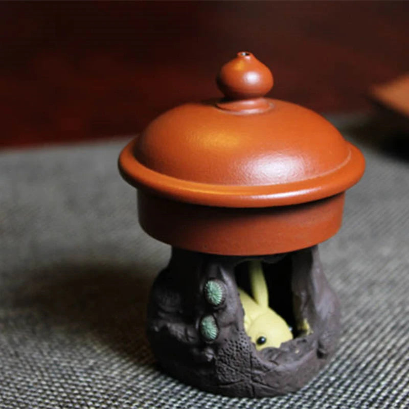 creative holder for lid of tea pot or gaiwan yixing zisha purple clay rack handmade rabbit statue lid protector on sales new