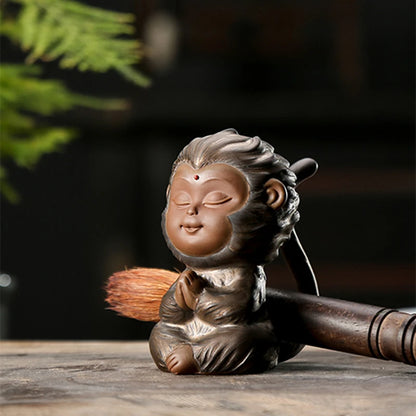 creative home decoration purple clay tea pet ornament handmade monkey holder for pot maintaining brush yixing zisha tea play new