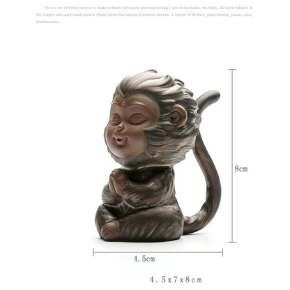 creative home decoration purple clay tea pet ornament handmade monkey holder for pot maintaining brush yixing zisha tea play new
