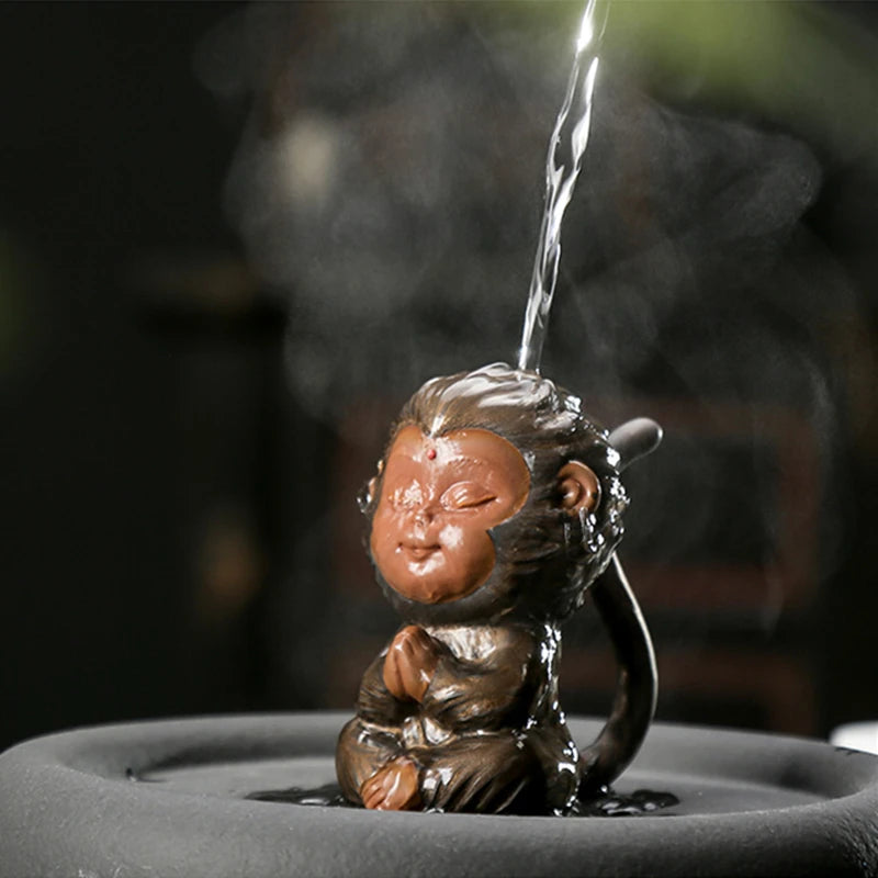 creative home decoration purple clay tea pet ornament handmade monkey holder for pot maintaining brush yixing zisha tea play new
