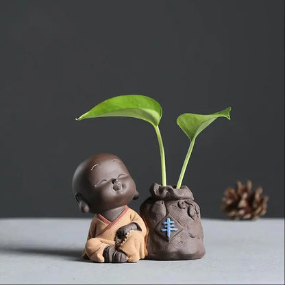 creative home decoration small vase Chinese yixing zisha purple clay tea pet lovely monk A bumper harvest ornament on sales new