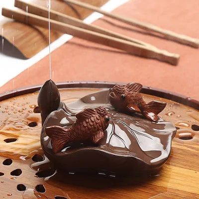 creative home decoration yixing zisha purple clay tea pet frog weath bring golden fish naked beauty brave troops Chinese gift