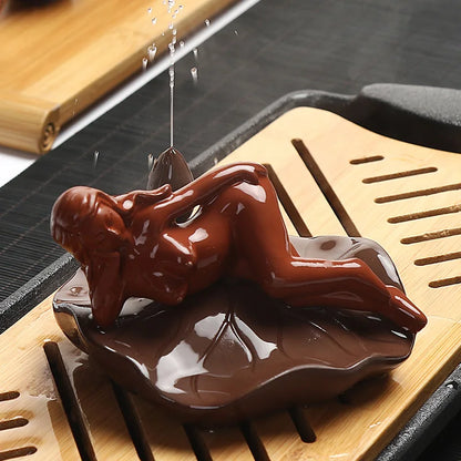 creative home decoration yixing zisha purple clay tea pet frog weath bring golden fish naked beauty brave troops Chinese gift