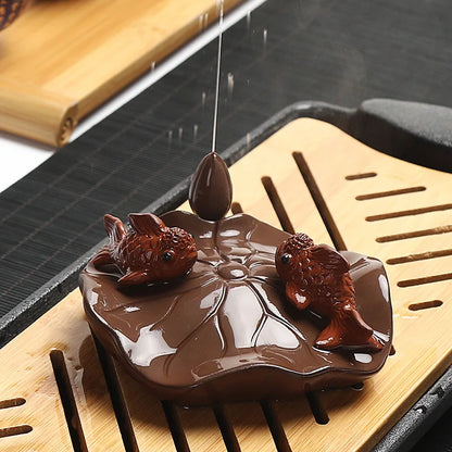 creative home decoration yixing zisha purple clay tea pet frog weath bring golden fish naked beauty brave troops Chinese gift