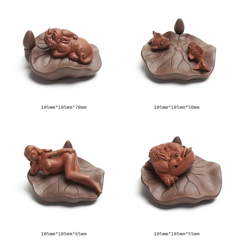 creative home decoration yixing zisha purple clay tea pet frog weath bring golden fish naked beauty brave troops Chinese gift