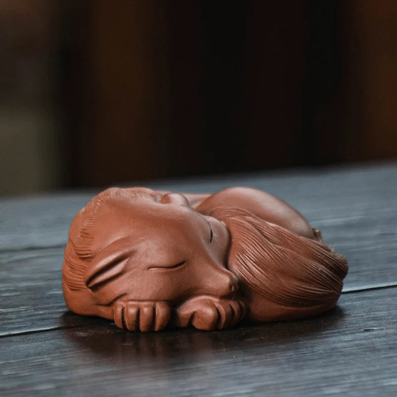 creative tea pet fox statue handmade craft yixing zisha purple clay home table decoration house warming gift small size new