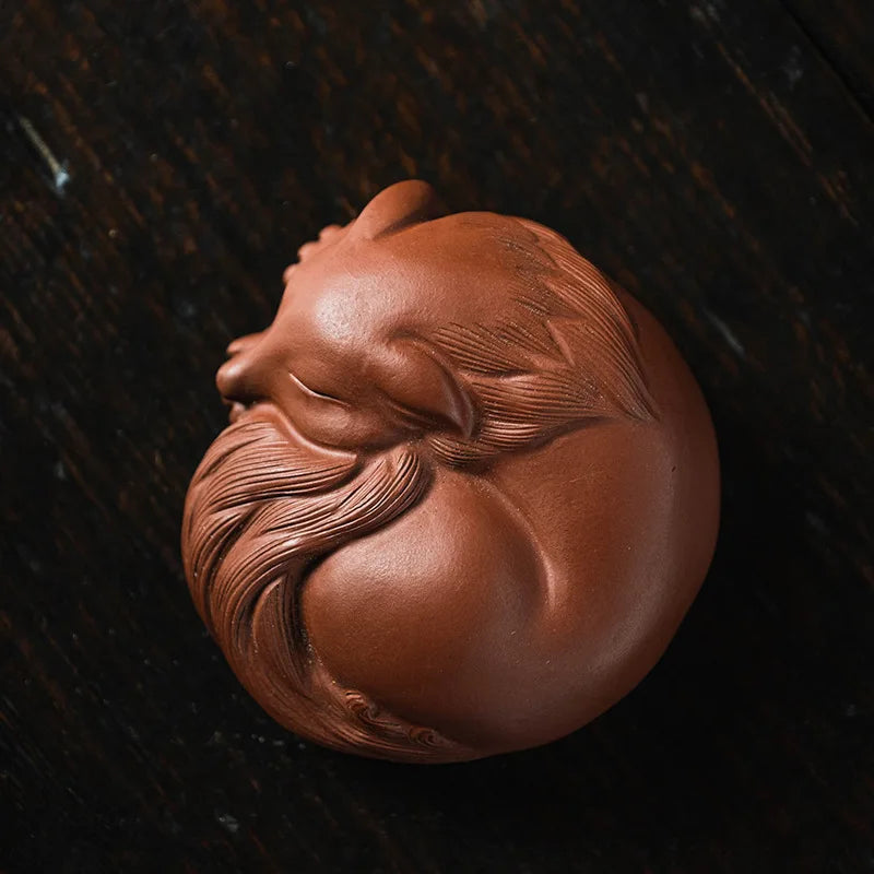 creative tea pet fox statue handmade craft yixing zisha purple clay home table decoration house warming gift small size new