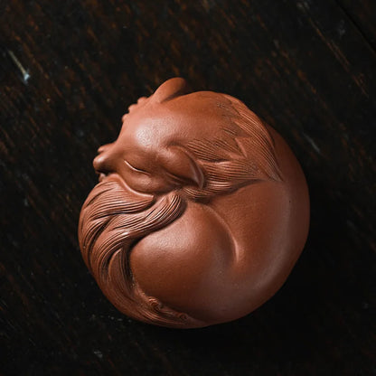 creative tea pet fox statue handmade craft yixing zisha purple clay home table decoration house warming gift small size new
