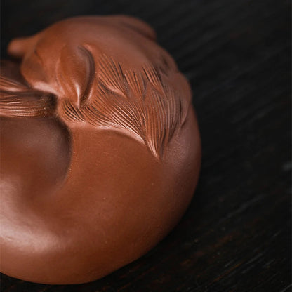 creative tea pet fox statue handmade craft yixing zisha purple clay home table decoration house warming gift small size new