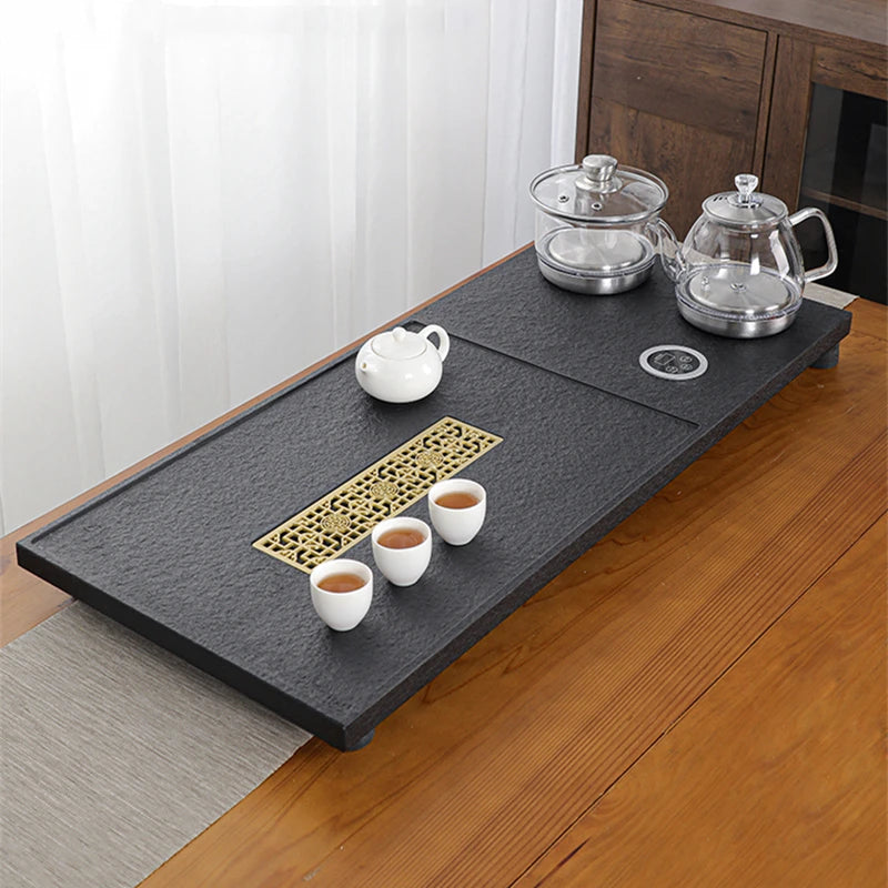 creative tea tray with induction cooker invisible water draining outlet holes glass electrical kettle pan faucet automatic new