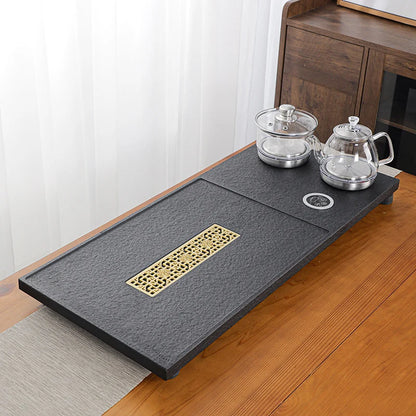 creative tea tray with induction cooker invisible water draining outlet holes glass electrical kettle pan faucet automatic new