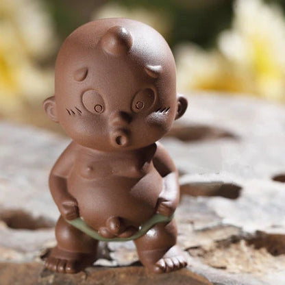 creative water squirt pee doll yixing zisha purple clay tea pet crackle glaze porcelain geyao tea play funny boy small statue