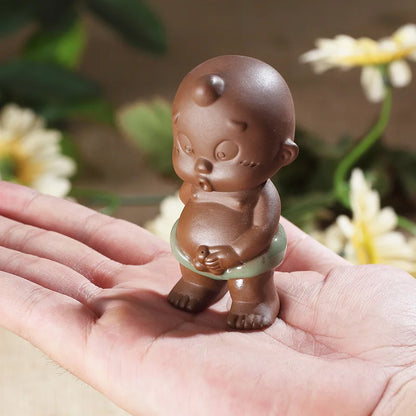 creative water squirt pee doll yixing zisha purple clay tea pet crackle glaze porcelain geyao tea play funny boy small statue
