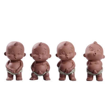creative water squirt pee doll yixing zisha purple clay tea pet crackle glaze porcelain geyao tea play funny boy small statue