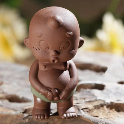 creative water squirt pee doll yixing zisha purple clay tea pet crackle glaze porcelain geyao tea play funny boy small statue