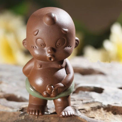 creative water squirt pee doll yixing zisha purple clay tea pet crackle glaze porcelain geyao tea play funny boy small statue