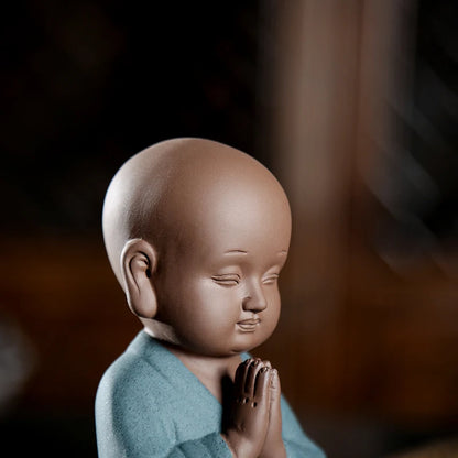 creative yixing zisha tea pet handmade monk purple clay tea play Chinese Zen style figurine small size home decoration gift new