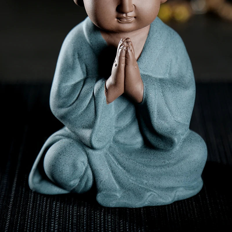 creative yixing zisha tea pet handmade monk purple clay tea play Chinese Zen style figurine small size home decoration gift new