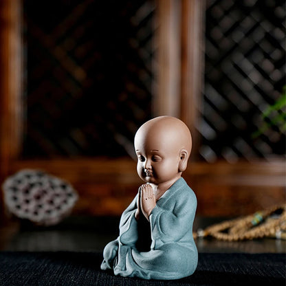creative yixing zisha tea pet handmade monk purple clay tea play Chinese Zen style figurine small size home decoration gift new