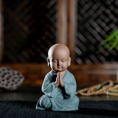 creative yixing zisha tea pet handmade monk purple clay tea play Chinese Zen style figurine small size home decoration gift new