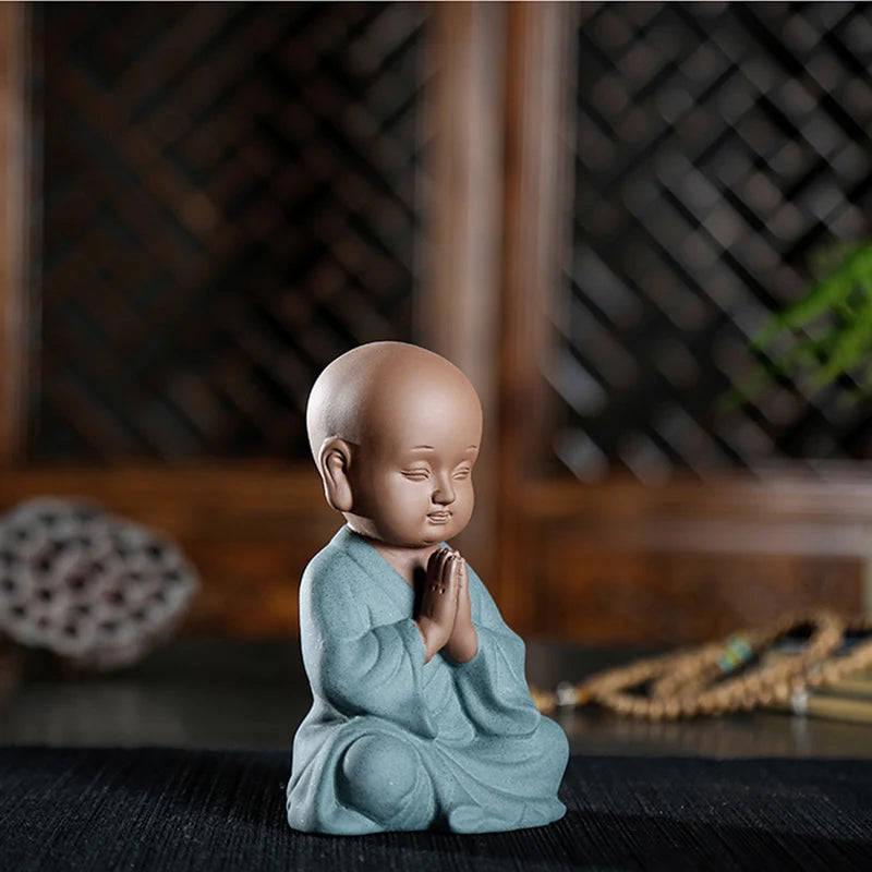 creative yixing zisha tea pet handmade monk purple clay tea play Chinese Zen style figurine small size home decoration gift new