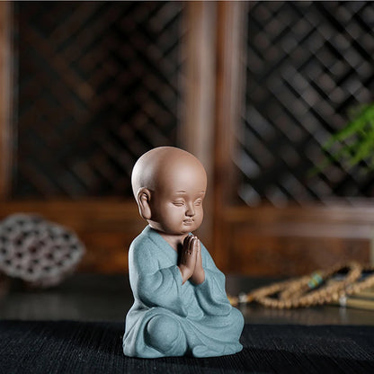 creative yixing zisha tea pet handmade monk purple clay tea play Chinese Zen style figurine small size home decoration gift new