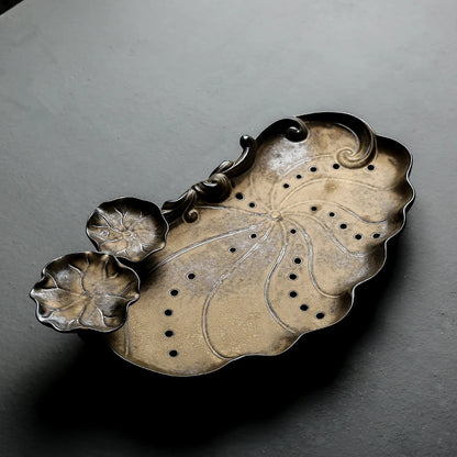 crude pottery tea tray antique tea table Chinese ceramic plate for tea set small serving tray for pot cups handmade tea plate