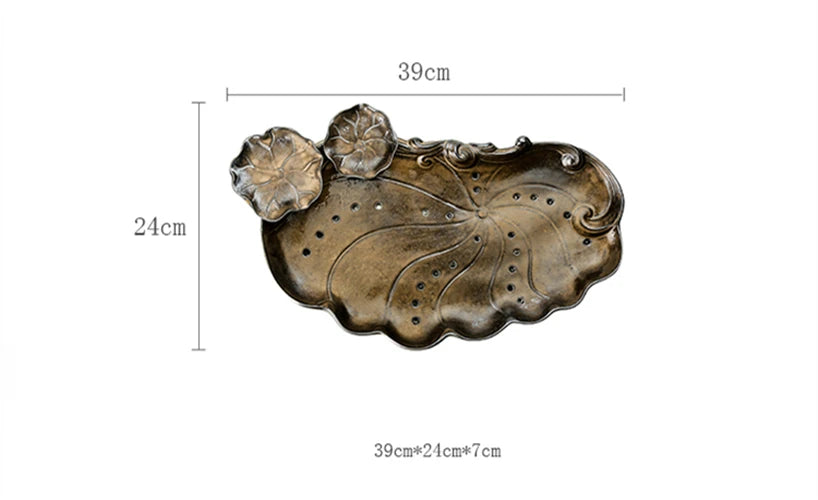 crude pottery tea tray antique tea table Chinese ceramic plate for tea set small serving tray for pot cups handmade tea plate