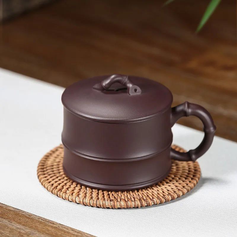cup really pure manual the ceramic cover cups of tea a cup of tea tea set purple clay small bamboo section of the cup