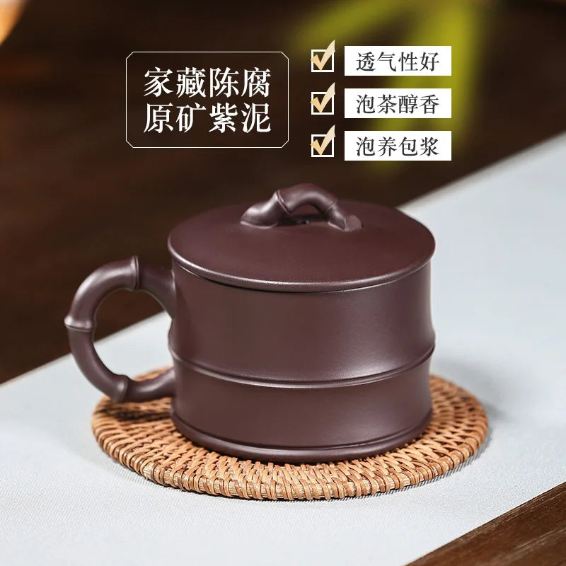 cup really pure manual the ceramic cover cups of tea a cup of tea tea set purple clay small bamboo section of the cup
