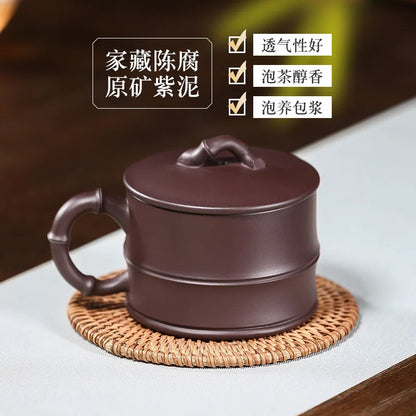 cup really pure manual the ceramic cover cups of tea a cup of tea tea set purple clay small bamboo section of the cup