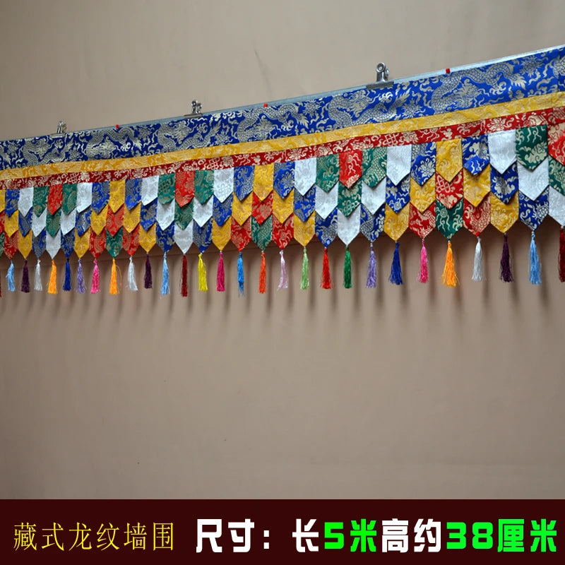 custom 3.75 M Buddhist supplies HOME Temple Royal Dragon Auspicious Embroidery wall Enclosing curtain Tapestry draperies