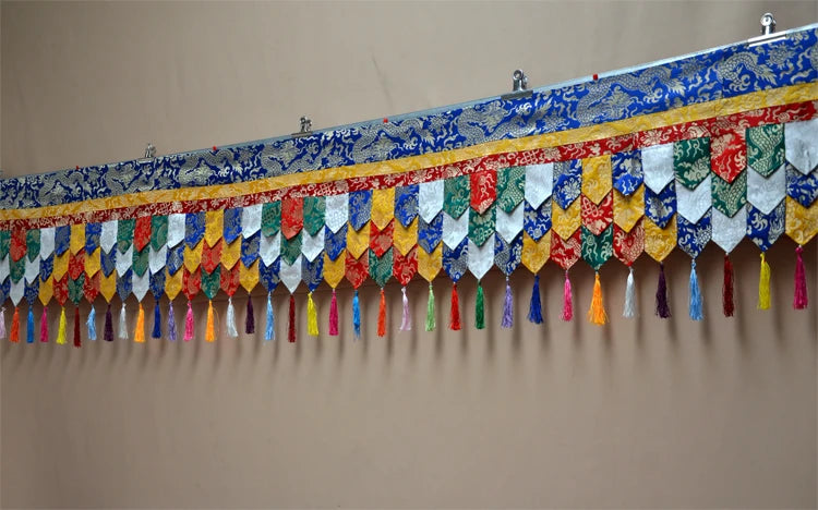 custom 3.75 M Buddhist supplies HOME Temple Royal Dragon Auspicious Embroidery wall Enclosing curtain Tapestry draperies