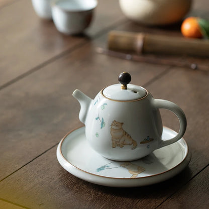 cute cat ceramic teapot traditional chinese tea pot 280ml