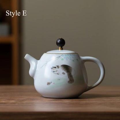 cute cat ceramic teapot traditional chinese tea pot 280ml