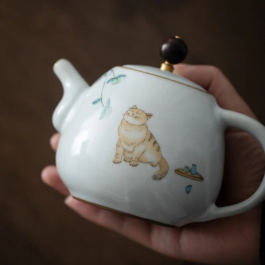 cute cat ceramic teapot traditional chinese tea pot 280ml
