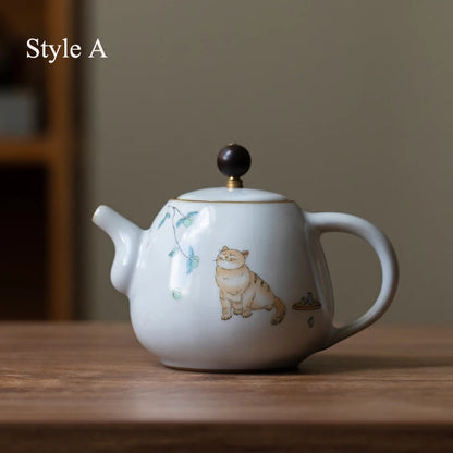 cute cat ceramic teapot traditional chinese tea pot 280ml