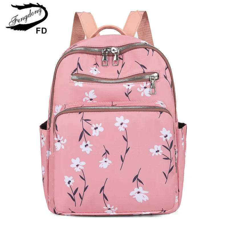 cute small backpack pink school backpack female casual floral backpack leisure travel backpack with flowers girls school bags