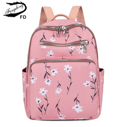 cute small backpack pink school backpack female casual floral backpack leisure travel backpack with flowers girls school bags