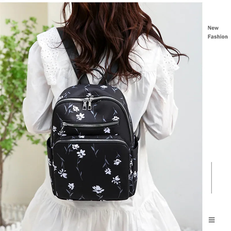 cute small backpack pink school backpack female casual floral backpack leisure travel backpack with flowers girls school bags
