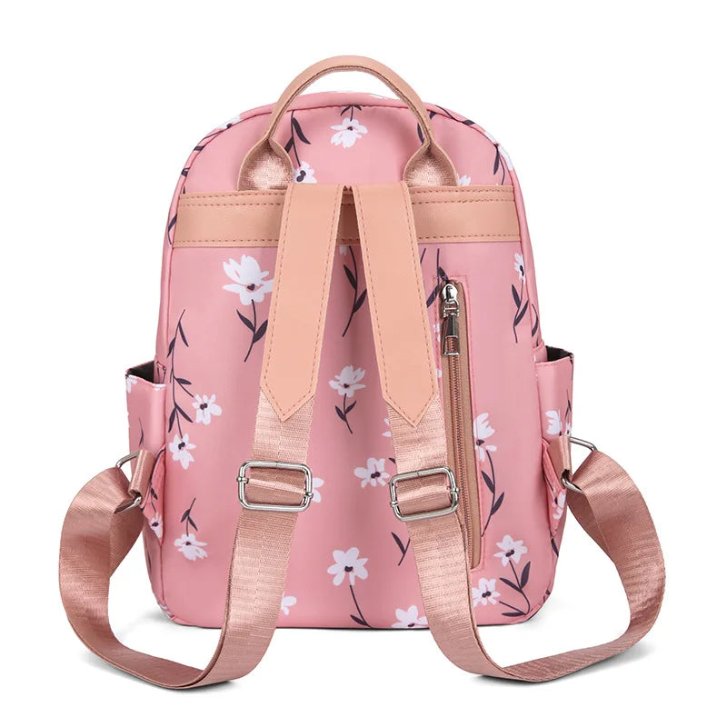 cute small backpack pink school backpack female casual floral backpack leisure travel backpack with flowers girls school bags