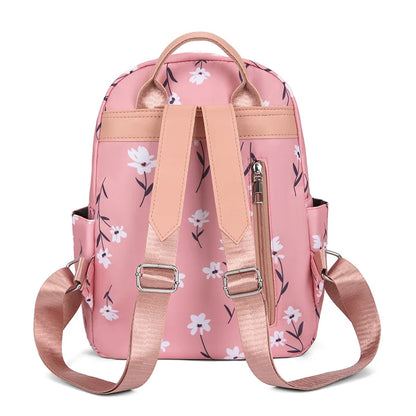 cute small backpack pink school backpack female casual floral backpack leisure travel backpack with flowers girls school bags