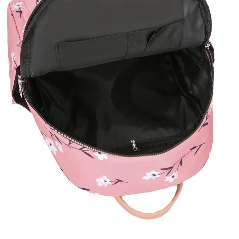 cute small backpack pink school backpack female casual floral backpack leisure travel backpack with flowers girls school bags