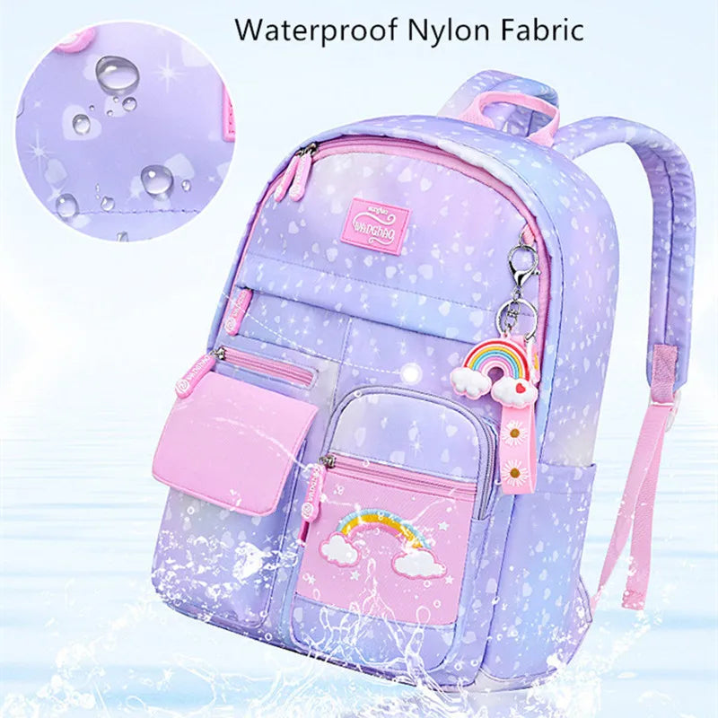cute student schoolbag primary school girl bag elementary school backpacks kawaii pink purple backpack for girls bookbag gift