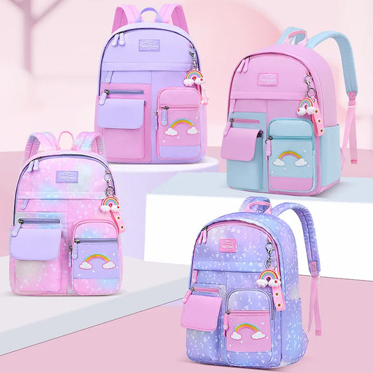 cute student schoolbag primary school girl bag elementary school backpacks kawaii pink purple backpack for girls bookbag gift