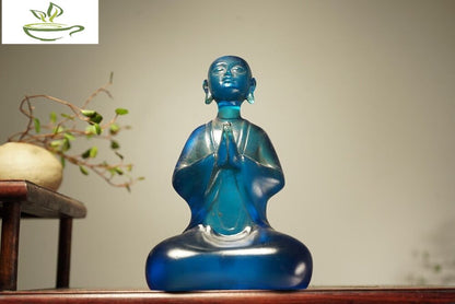Collect China old Coloured glaze gilt carefully carve enlightenment statue BL